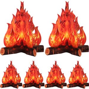 boao 3d decorative cardboard campfire centerpiece artificial fire fake flame paper party decorative flame torch (red orange, 6 set)