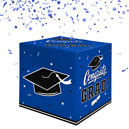 Gatherfun Graduation Party Decorations Graduation Box Graduation Card Box for Graduation Gift Graduation Party Favors Decor Party Supplies Blue