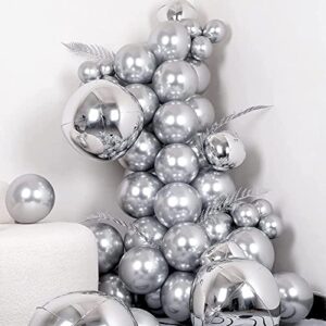 CUTEUP Metallic Silver Balloons Garland - 100 Pcs 18/10/12/5 Inch Silver Balloon Difference Size Silver Qualatex Balloons As Party Decorations for Bachelorette Party Graduation Wedding Baby Shower