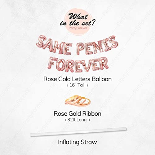 PartyForever Bachelorette Party Balloons Rose Gold 16" Letters - Bachelorette Party Decorations Set - Hen Party Supplies - Bridal Shower Hen Party Decorations Kit