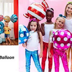 Sweet Candy Balloon Set Candies Theme Swirl Helium Mylar Foil Balloons Party Birthday Decor Supplies Round Daughters 12 Pcs Christmas