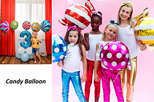 Sweet Candy Balloon Set Candies Theme Swirl Helium Mylar Foil Balloons Party Birthday Decor Supplies Round Daughters 12 Pcs Christmas