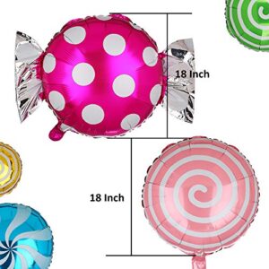 Sweet Candy Balloon Set Candies Theme Swirl Helium Mylar Foil Balloons Party Birthday Decor Supplies Round Daughters 12 Pcs Christmas