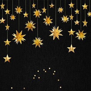 pinkblume gold party decorations star garlands streamer gold 3d stars metallic paper hanging bunting banner for birthday wedding baby bridal shower holiday christmas ramadan eid mubarak party supplies