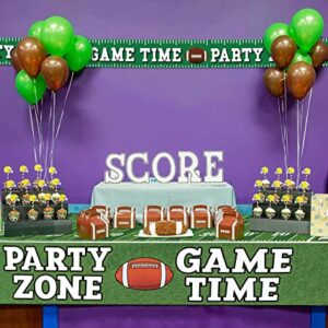 Football Party Banner | 8” Inch Tall X 25’ Feet Long | Football Banner Tape Decoration | Football Game Time, Party Zone Plastic Banner Tape | Football Party Tailgate Decorations | By Anapoliz