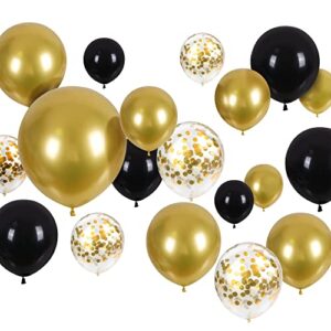 canrevel 120pcs black and gold balloons confetti metallic black gold latex balloons garland kit for birthday graduation wedding anniversaries bachelorette party decorations