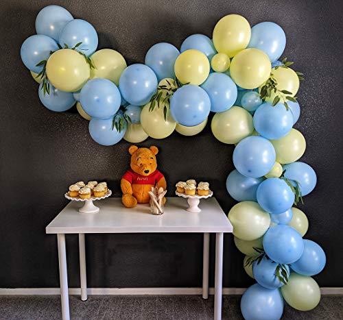 Pastel Balloon Garland Arch Kit with 100 pcs Blue and Yellow Balloons, DIY Balloon Bouquet Kit for Baby Shower, Wedding Bachelorette Birthday Party, Balloon Decorations