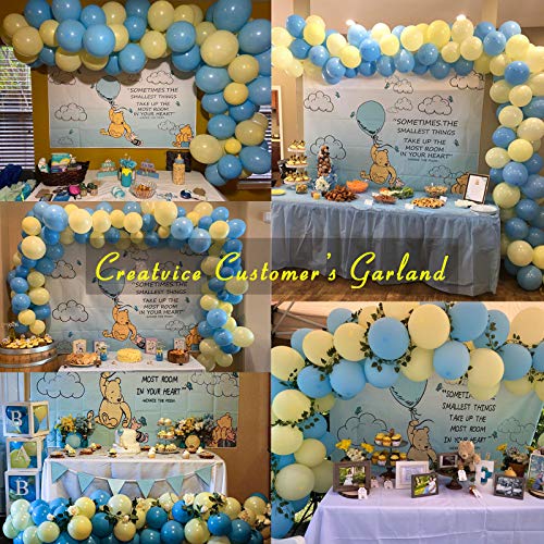 Pastel Balloon Garland Arch Kit with 100 pcs Blue and Yellow Balloons, DIY Balloon Bouquet Kit for Baby Shower, Wedding Bachelorette Birthday Party, Balloon Decorations