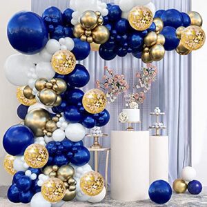 zesliwy navy blue gold balloons garland kit, 131 pcs navy blue gold white confetti balloons arch kit for birthday party baby shower wedding graduation class of 2022 prom decorations…