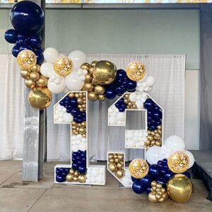 Zesliwy Navy Blue Gold Balloons Garland Kit, 131 pcs Navy Blue Gold White Confetti Balloons Arch Kit for Birthday Party Baby Shower Wedding Graduation Class of 2022 Prom Decorations…