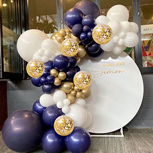 Zesliwy Navy Blue Gold Balloons Garland Kit, 131 pcs Navy Blue Gold White Confetti Balloons Arch Kit for Birthday Party Baby Shower Wedding Graduation Class of 2022 Prom Decorations…