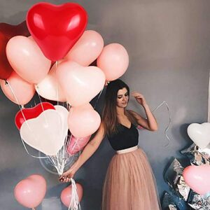 Heart Shape Latex Balloons for Valentines Day,Propose Marriage,Wedding Party(White+Red +pink)3 Style,12 Inch