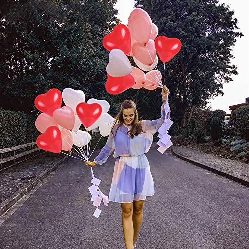 Heart Shape Latex Balloons for Valentines Day,Propose Marriage,Wedding Party(White+Red +pink)3 Style,12 Inch