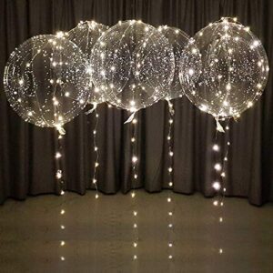 lightsfevers warm white led balloons with batteries party balloons 20 inch clear balloons transparent balloons for helium or air, wedding balloons