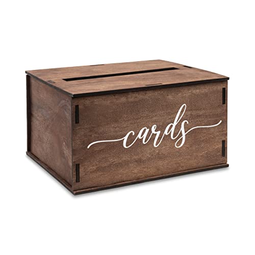 Wooden Wedding Card Box with Slot | Wedding Decorations for Reception, Card Box for Wedding Gifts & Money | Rustic Card Box with Lid | Baby Shower, Bridal Shower, Graduation Card Box - Standard Size