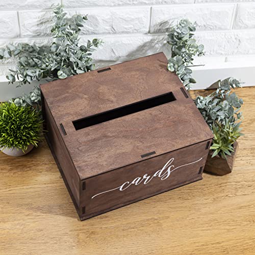 Wooden Wedding Card Box with Slot | Wedding Decorations for Reception, Card Box for Wedding Gifts & Money | Rustic Card Box with Lid | Baby Shower, Bridal Shower, Graduation Card Box - Standard Size