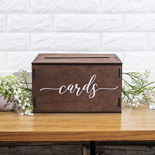 Wooden Wedding Card Box with Slot | Wedding Decorations for Reception, Card Box for Wedding Gifts & Money | Rustic Card Box with Lid | Baby Shower, Bridal Shower, Graduation Card Box - Standard Size