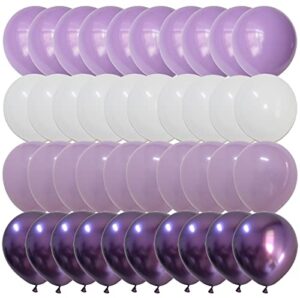 latex balloons white lavender purple– gradient purple color balloons for baby shower birthday girl wedding anniversary party decorations (voilet + light purple)