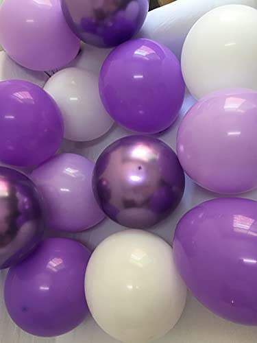 Latex Balloons White Lavender Purple– Gradient Purple color Balloons for Baby Shower Birthday Girl Wedding Anniversary Party Decorations (Voilet + Light Purple)