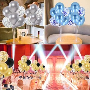 TONIFUL 2 Set Table Centerpiece Balloons Stand Kit Include 16 Black Gold Latex Confetti Balloons for Birthday Baby Shower Wedding Graduation Anniversary Halloween Table Party Decorations