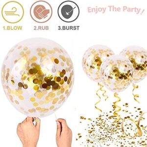 50pcs Gold Confetti Latex Balloons, 12 inch Gold Balloons with Golden Paper Dots for Graduation Wedding Birthday Baby Shower Party Decorations