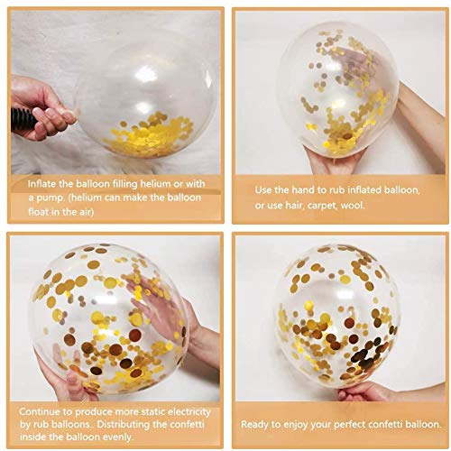 50pcs Gold Confetti Latex Balloons, 12 inch Gold Balloons with Golden Paper Dots for Graduation Wedding Birthday Baby Shower Party Decorations