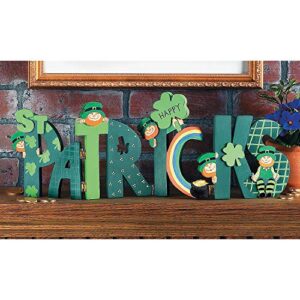 happy st. patrick’s wooden screen sign – hinged, wood and hand painted – shamrocks, leprechauns, and rainbows – st. patrick’s day tabletop home decor