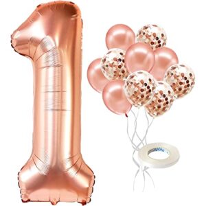 katchon, rose gold 1 balloon for first birthday – 40 inch | one balloon for first birthday balloons | first birthday decorations for girl | rose gold number 1 balloons for 1st birthday girl decoration