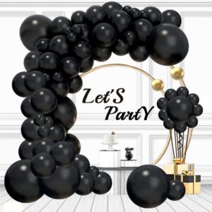 black balloon garland kit,106 pcs black balloons different sizes pack 18/12/10/5inch black latex party balloons for birthday,graduation,baby shower,wedding,holiday balloon decoration