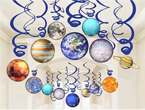 lindoo 30pcs solar system party supplies – outer space party planet hanging swirl decorations