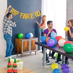 21st Birthday Decorations for Him Her Gold Glitter Rip Fake ID Banner Backdrop For 21 Birthday Party Favors Funny 21st Birthday Gifts For Her