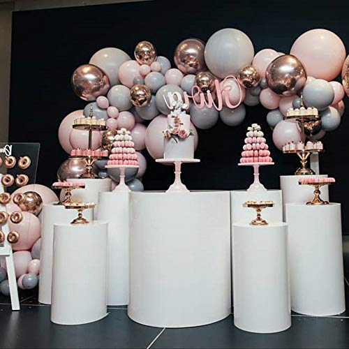 Balloon Garland Arch Kit Comes With A Balloon Pump 167 Pcs 5 To 18 Inches Macaron Colorful Thicken Balloons Used for Wedding Decoration Birthday Party Baby Shower Supplies (Pink-Gray)