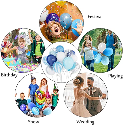 EZYLINKER Blue Balloon Garland Arch Kit - (130Pcs) Set of Blue Balloons, White Balloons, Light Blue, and Metallic Silver Balloons - ideal for Birthday Decorations, Wedding Parties, Baby Shower, etc