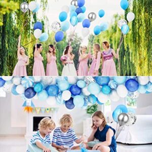 EZYLINKER Blue Balloon Garland Arch Kit - (130Pcs) Set of Blue Balloons, White Balloons, Light Blue, and Metallic Silver Balloons - ideal for Birthday Decorations, Wedding Parties, Baby Shower, etc