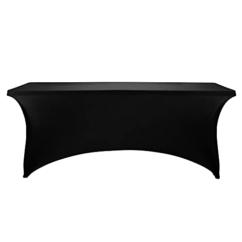FORLIFE Spandex Table Covers 6ft，Fitted Tablecloth for 6ft Rectangular Tables, Stretch Patio Table Covers, Universal Spandex Table Cover for Wedding, Banquet, Party (6ft, Black)