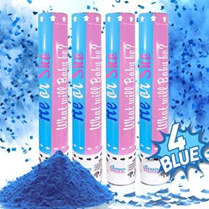 tamodan gender reveal confetti cannon blue，set of 4 gender reveal powder cannon – gender reveal confetti powder cannon blue only ideal for pregnancy announcement(4 blue)