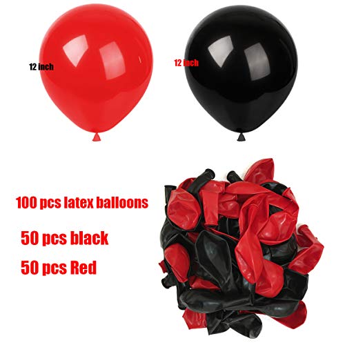 Latex balloons 100 pcs 12 inch,Red and black latex balloons