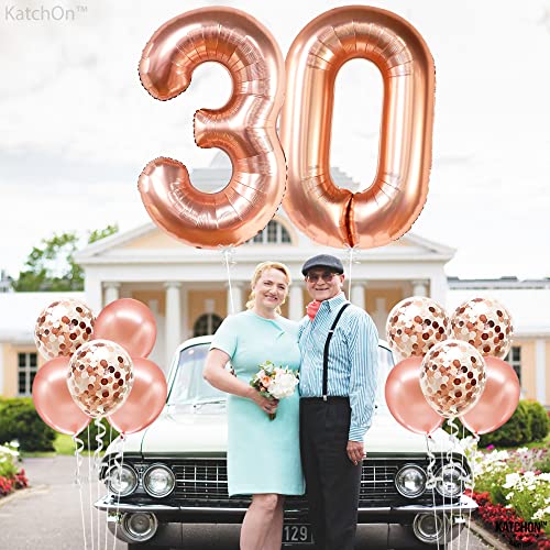 Giant Rose Gold 30th Birthday Balloons - 40 Inch, 30th Birthday Decorations for Her | Rose Gold 30 Balloons Confetti | 30th Birthday Decorations for Women | 30 Balloon Numbers, 30 Birthday Decorations