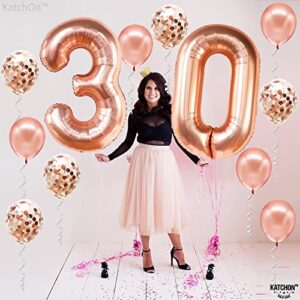 Giant Rose Gold 30th Birthday Balloons - 40 Inch, 30th Birthday Decorations for Her | Rose Gold 30 Balloons Confetti | 30th Birthday Decorations for Women | 30 Balloon Numbers, 30 Birthday Decorations