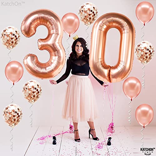 Giant Rose Gold 30th Birthday Balloons - 40 Inch, 30th Birthday Decorations for Her | Rose Gold 30 Balloons Confetti | 30th Birthday Decorations for Women | 30 Balloon Numbers, 30 Birthday Decorations