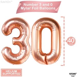 Giant Rose Gold 30th Birthday Balloons - 40 Inch, 30th Birthday Decorations for Her | Rose Gold 30 Balloons Confetti | 30th Birthday Decorations for Women | 30 Balloon Numbers, 30 Birthday Decorations