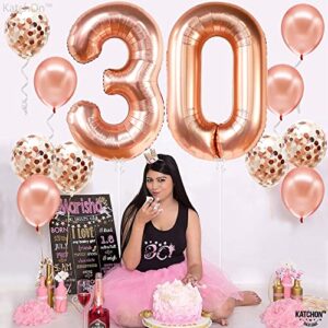 Giant Rose Gold 30th Birthday Balloons - 40 Inch, 30th Birthday Decorations for Her | Rose Gold 30 Balloons Confetti | 30th Birthday Decorations for Women | 30 Balloon Numbers, 30 Birthday Decorations