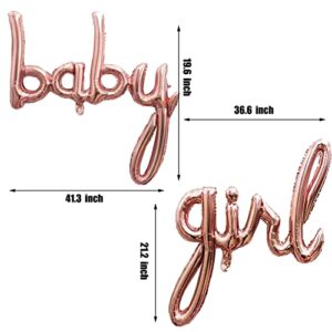 Baby Girl Balloon Rose Gold for Baby Shower Decorations Hand Writing Style Foil Balloon for It’s a Girl Party Birthday Party