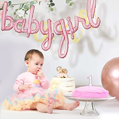 Baby Girl Balloon Rose Gold for Baby Shower Decorations Hand Writing Style Foil Balloon for It’s a Girl Party Birthday Party