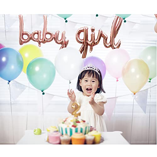 Baby Girl Balloon Rose Gold for Baby Shower Decorations Hand Writing Style Foil Balloon for It’s a Girl Party Birthday Party