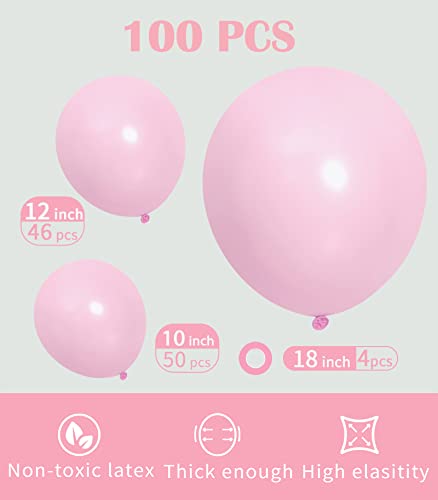 Styirl Pastel Pink Balloons Garland - 100 Pcs 5/10/12/18 Inch Pink Balloon arch Kit for Birthday Party/Easter Decorations/Mothers Day Decor/Baby Shower/Gender Reveal / 2022 Graduation