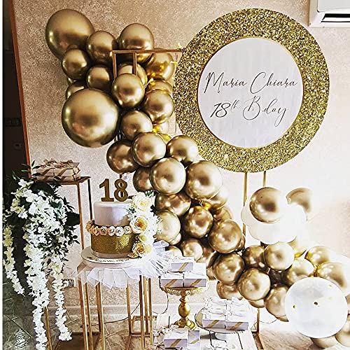 Gold Metallic Chrome Latex Balloons,50Pack 5inch Round Helium Balloons for Wedding Graduation Anniversary Baby Shower Birthday Rolay Party Decorations