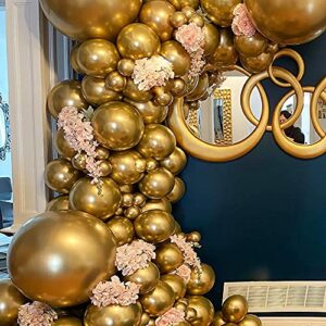 Gold Metallic Chrome Latex Balloons,50Pack 5inch Round Helium Balloons for Wedding Graduation Anniversary Baby Shower Birthday Rolay Party Decorations