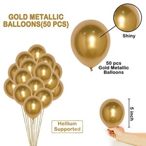 Gold Metallic Chrome Latex Balloons,50Pack 5inch Round Helium Balloons for Wedding Graduation Anniversary Baby Shower Birthday Rolay Party Decorations