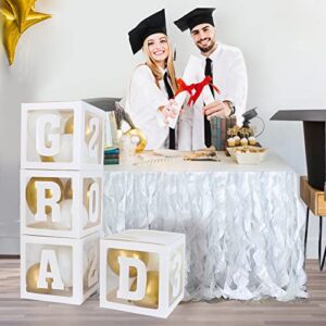 Graduation Decorations Balloon Boxes 2023 - Graduation Party Decorations Class of 2023, 4pcs White Balloons Box with GRAD, 2023,Perfect for High School College Graduation Celebration Party